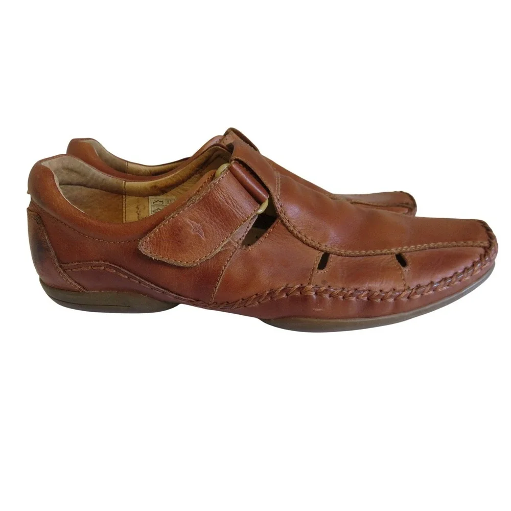 Pikolinos Mens‎ Tan Leather Fisherman Sandals EU 42 US 9 Whipstitch Loafers